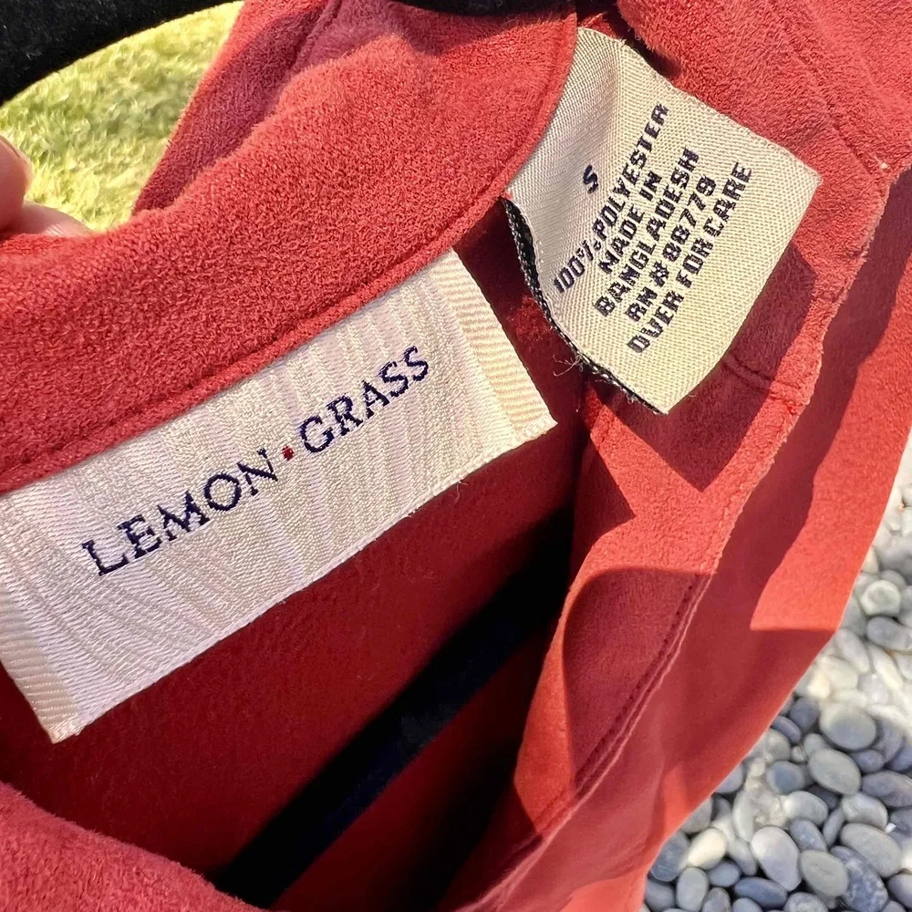 Vintage Microsuede Jacket by Lemon Grass Rustic Red Paisley Shacket Size Small
